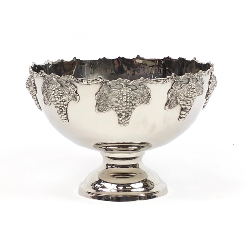 2092 - Silver plated grape design pedestal punch bowl, 26.5cm high x 38cm in diameter