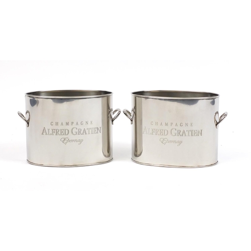 2095 - Pair of Alfred Gratien champagne ice buckets with twin handles, each 24cm wide excluding the handles