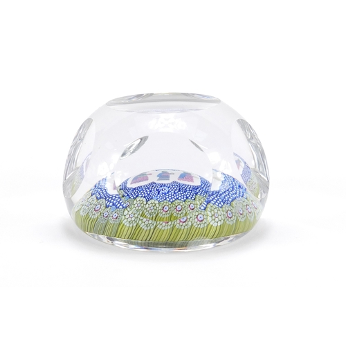 2058 - Whitefriars Christmas faceted glass paperweight, numbered 523 with paper label, 8cm in diameter
