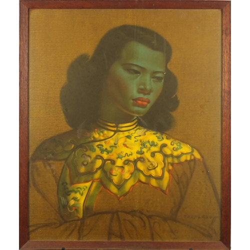 2030 - Vladimir Tretchikoff - The Chinese Girl, vintage print in colour, label verso, framed, 59.5cm x 49cm
