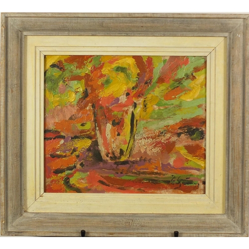 2135 - After Duncan Grant - Still life, oil on board, mounted and framed, 34cm x 29.5cm