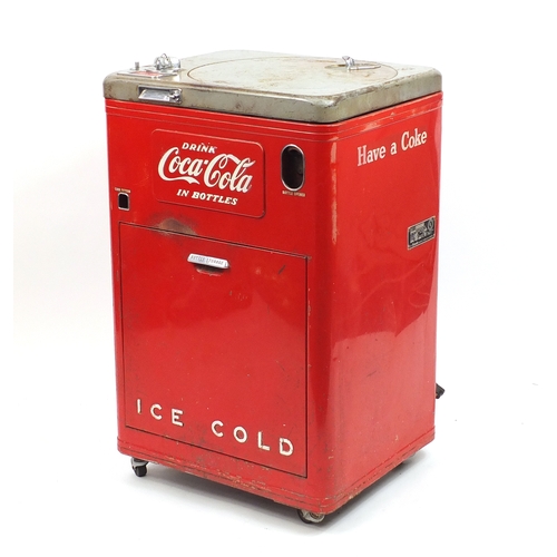 2002 - Retro Coca Cola refrigerator, model A23B 10K, with Vendo Company plaque, 96cm high