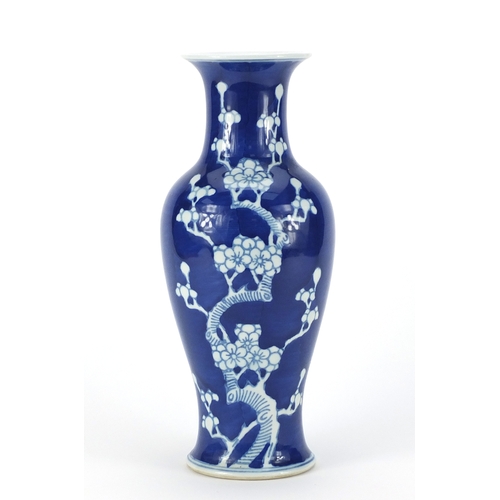 2291 - Chinese blue and white porcelain baluster vase, decorated with prunus, flowers, character marks to t... 