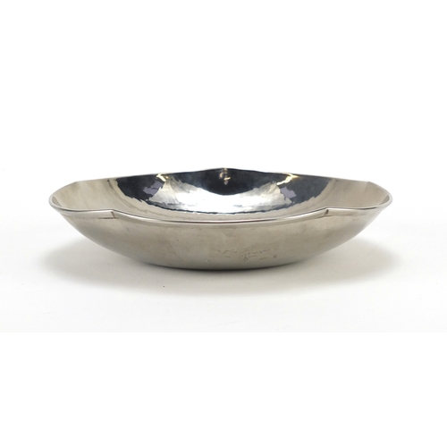 2354 - Keswick pewter bowl embossed with a Tudor Rose, numbered Y48 to the base, 21cm in diameter