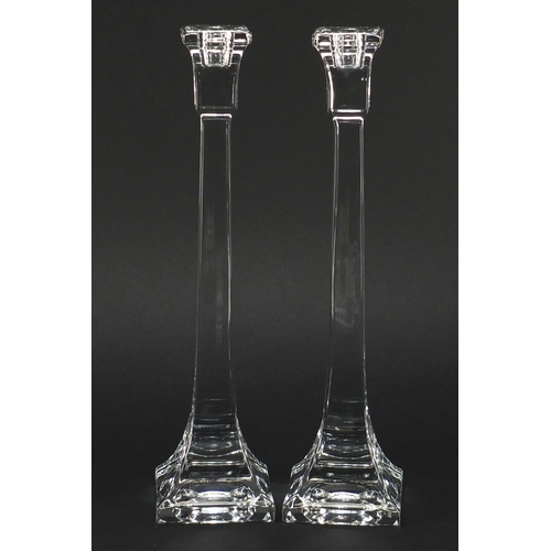 2322 - Pair of Villeroy & Boch glass candlesticks, each 30.5cm high