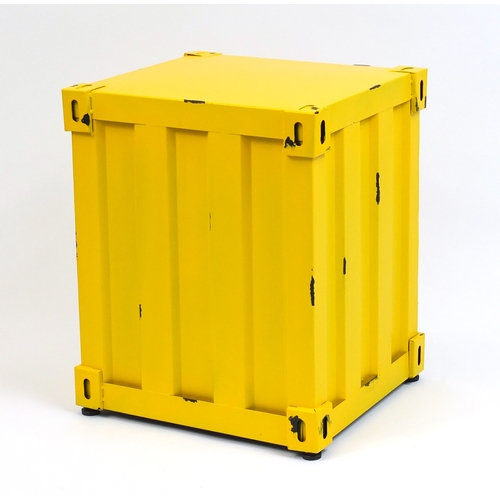 2018 - Metal shipping container design cupboard, 50cm H x 41cm W x 38cm D