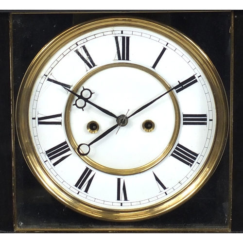 2356 - Ebonised regulator wall clock the enamelled dial with Roman numerals, 102cm high