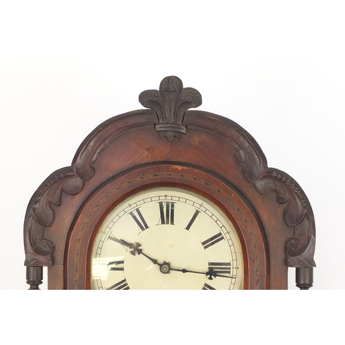 41 - Inlaid mahogany striking wall clock, 89cm high