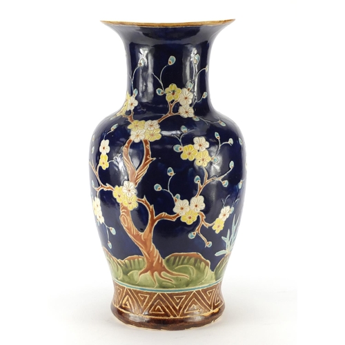 113 - Large Chinese porcelain vase hand painted with a blossoming tree, 52.5cm high