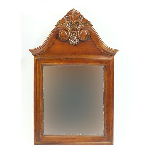27 - Mahogany framed mirror with bevelled glass, 111cm H x 72cm W