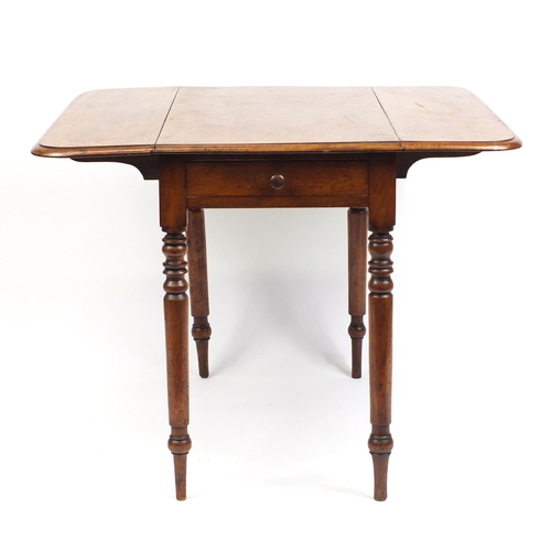 9 - Victorian walnut drop leaf Pembroke table, 73cm H x 49cm W (folded) x 91cm D