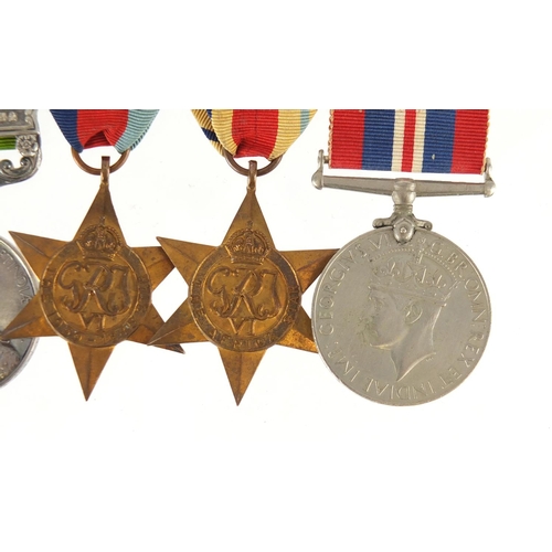 213 - British Military World War II medal group including the India general service medal with Burma 1930-... 