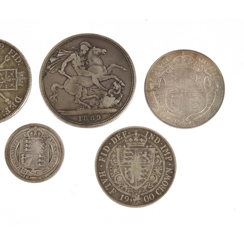 190 - Victorian and later British coinage including 1889 crown, double florin and half crown, George V 191... 