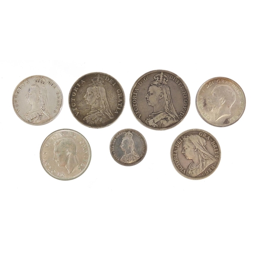 190 - Victorian and later British coinage including 1889 crown, double florin and half crown, George V 191... 