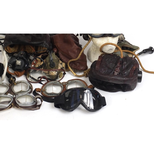 259 - Collection of Military interest flying accessories including MK2 flying suit, two pairs of leather b... 