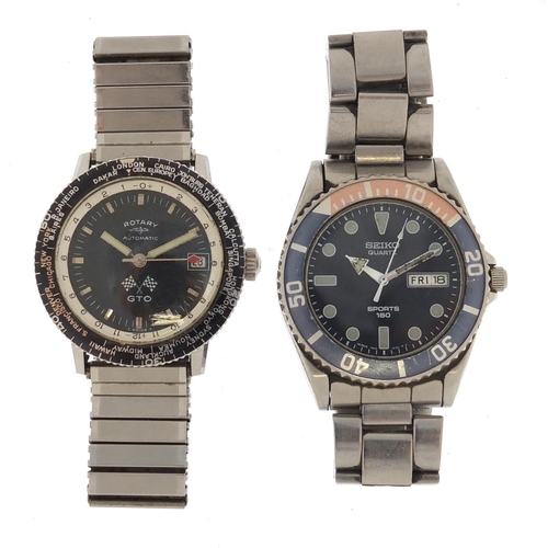 712 - Two gentleman's wristwatches comprising Seiko Sports with Pepsi dial and Rotary GTO automatic