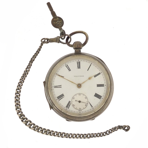 734 - Gentleman's silver Waltham Mass open face pocket watch with subsidiary dial, the movement numbered 1... 