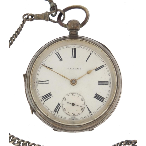 734 - Gentleman's silver Waltham Mass open face pocket watch with subsidiary dial, the movement numbered 1... 