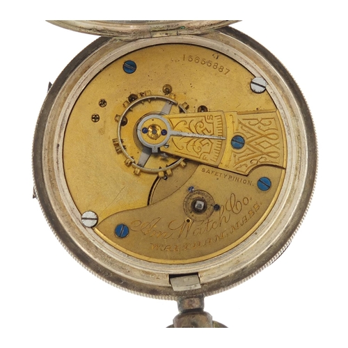 734 - Gentleman's silver Waltham Mass open face pocket watch with subsidiary dial, the movement numbered 1... 