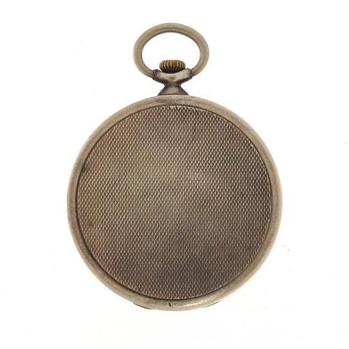 730 - Art Deco silver open face pocket watch with subsidiary dial, 4.6cm in diameter, 64.3g