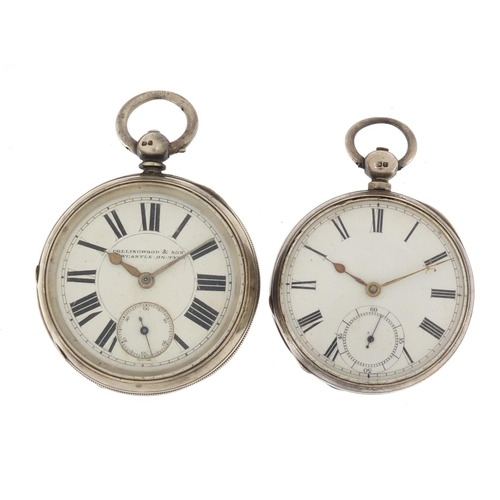 727 - Two Victorian silver pocket watches with subsidiary dials, including Waltham, the largest 5.6cm in d... 