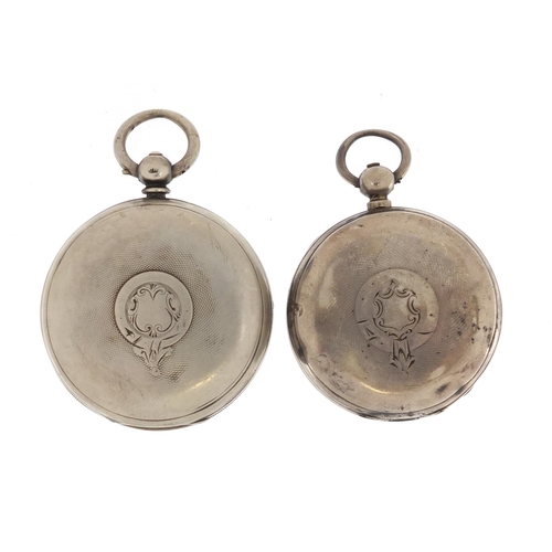 727 - Two Victorian silver pocket watches with subsidiary dials, including Waltham, the largest 5.6cm in d... 