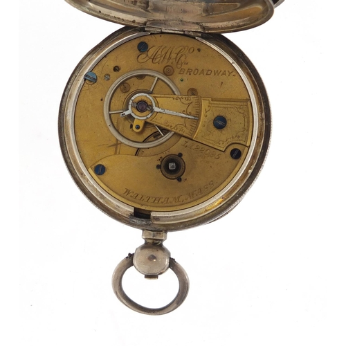 727 - Two Victorian silver pocket watches with subsidiary dials, including Waltham, the largest 5.6cm in d... 