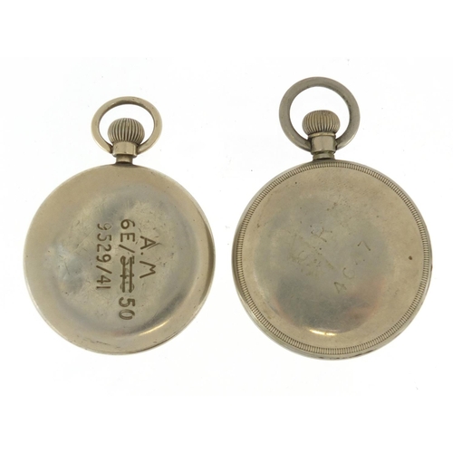 729 - Two Military and Railway interest open face pocket watches including a Vertex, both with engraved ma... 