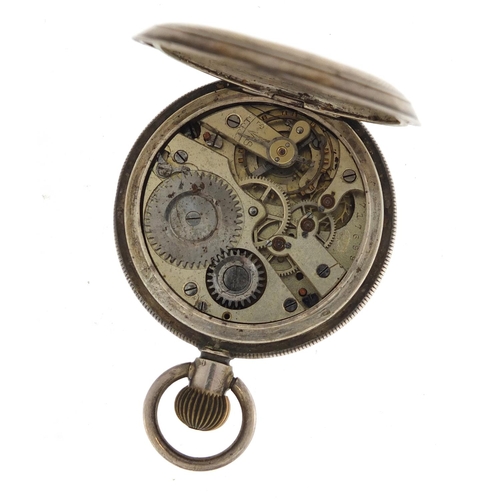 735 - Silver West End watch half hunter pocket watch and a gold plated Waltham pocket watch, both with sub... 