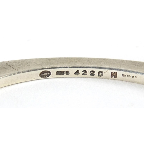 678 - Danish 925S silver bangle by Georg Jensen, designed by Lina Christensen, numbered 422C, 8cm in lengt... 