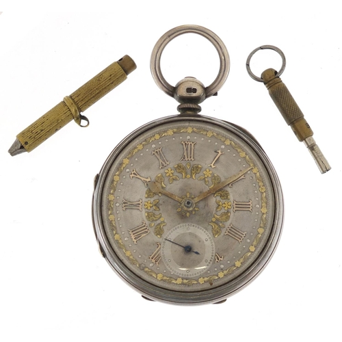 736 - Victorian silver J W Ramsay open face pocket watch, the fusee movement numbered 54240, the case date... 