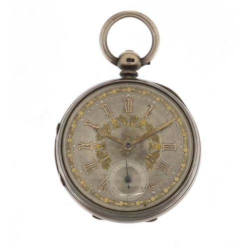 736 - Victorian silver J W Ramsay open face pocket watch, the fusee movement numbered 54240, the case date... 