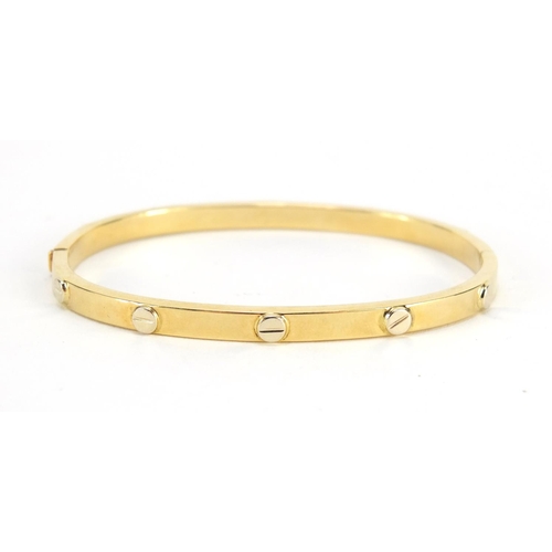 672 - ** WITHDRAWN ** 18ct gold Cartier Love bangle with box and certificate, numbered CXH609, the bangle ... 