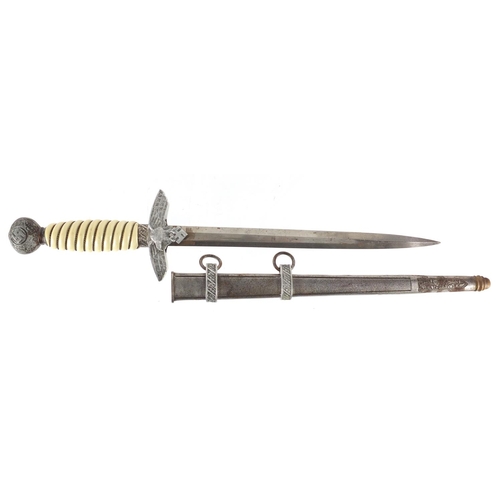 264 - German Military interest officers dagger with scabbard and steel blade, by Anton Wingen JR, 42.5cm i... 