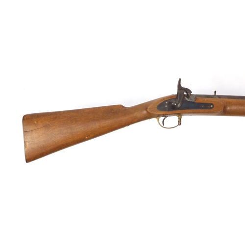 297 - Three band percussion Enfield type rifle, 136cm in length