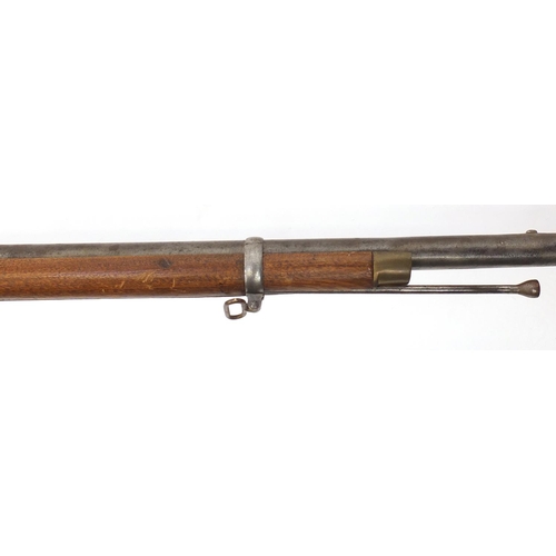 297 - Three band percussion Enfield type rifle, 136cm in length