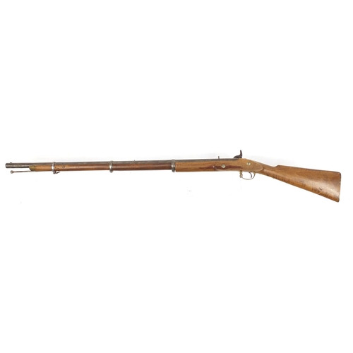 297 - Three band percussion Enfield type rifle, 136cm in length