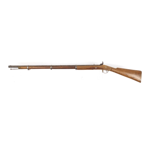 297 - Three band percussion Enfield type rifle, 136cm in length