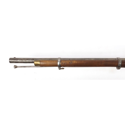 297 - Three band percussion Enfield type rifle, 136cm in length