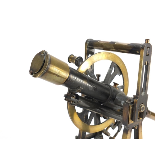 14 - 19th century brass theodolite by Cary of The Strand London with silvered scales, numbered 2002, 42cm... 