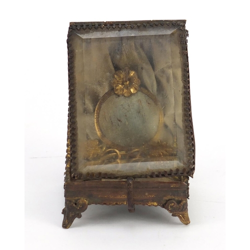 33 - 19th century French pocket watch stand with bevelled glass front, 9cm high