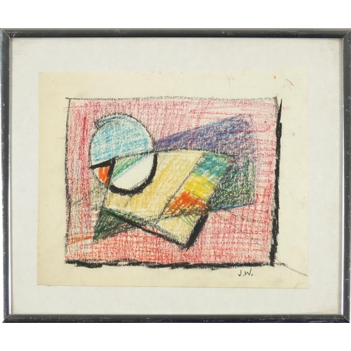 904 - Attributed to John Wells - Abstract composition, four pastels, framed, each 24cm x 19cm