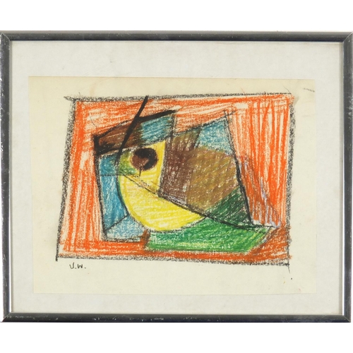 904 - Attributed to John Wells - Abstract composition, four pastels, framed, each 24cm x 19cm