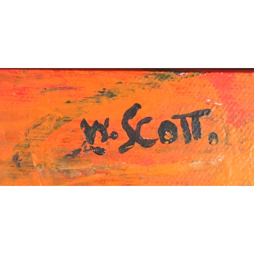 872 - After William Scott - Abstract composition,oil on wood panel, inscribed Almost original art, painted... 