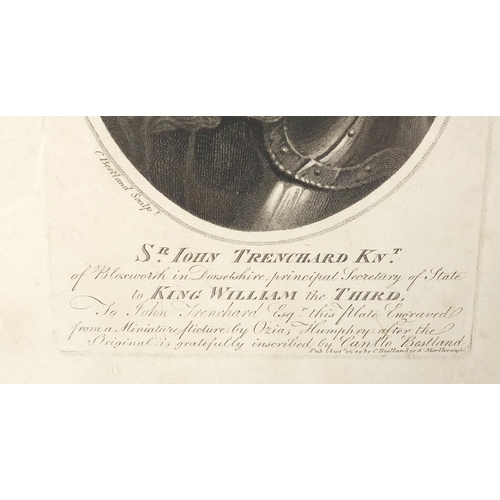 909 - Sir John Trenchard Knt esquire, 19th century black and white engraving, C Bestland Sculp and publish... 