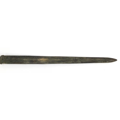 283 - Islamic patinated bronze sword, 64cm in length