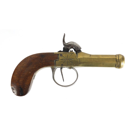 288 - Early 19th century Belgium percussion pocket pistol, 14cm in length