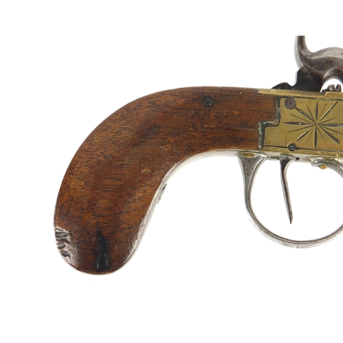 288 - Early 19th century Belgium percussion pocket pistol, 14cm in length