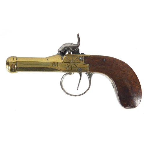 288 - Early 19th century Belgium percussion pocket pistol, 14cm in length