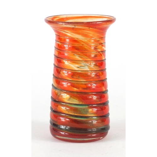 184 - Mdina ribbed glass vase, 16cm high